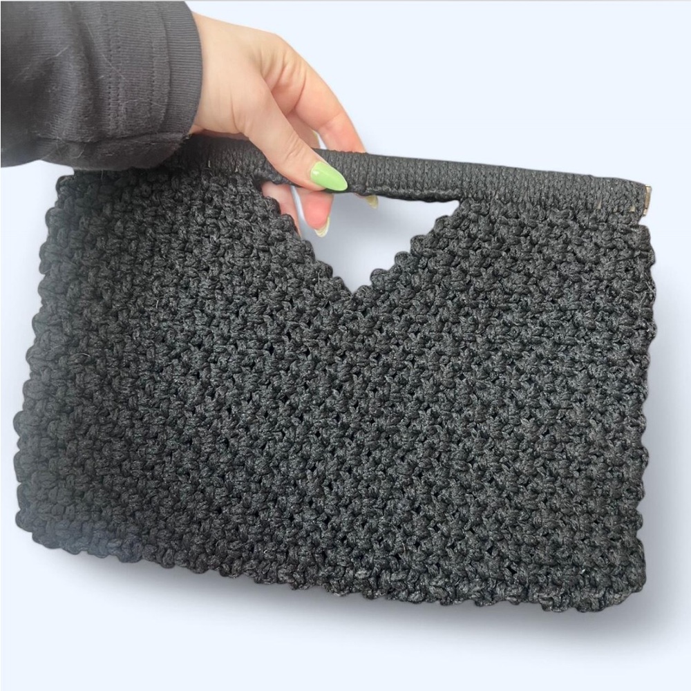 Black crochet clutch